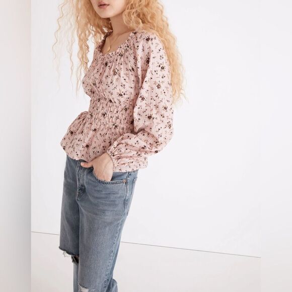 Madewell Sophia Top in Bouquet Floral Pink Wisteria Dove, Size Medium, NWT - Picture 4 of 11